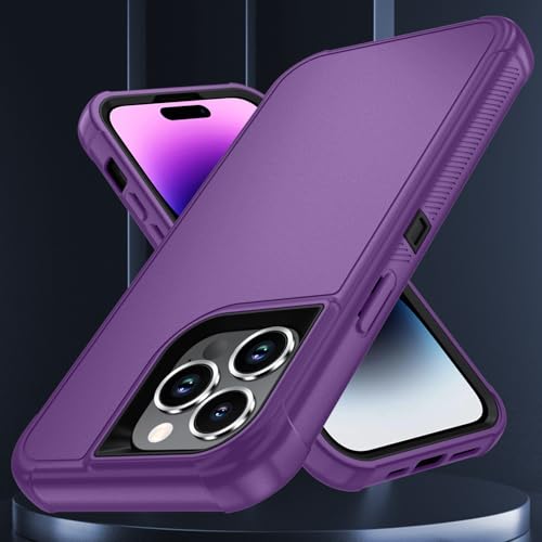 Image of SunStory Compatible with iPhone 14 Pro Max Case with HD Screen Protector, 3-Layer Heavy Duty Full-Body Cover,3 in 1 Hybrid Protective Case for iPhone 14 Pro Max 6.7 inch, Purple