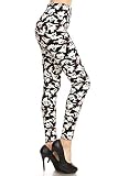 Leggings Depot Women's High Waisted Skull & Halloween Print Leggings-Full Length-S602, Crafty Ghosts, Plus Size