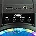QFX BT-64 TWS Bluetooth Rechargeable Portable Speaker with 4” Woofer LED Party Lights, Microphone Input, AUX Input, USB Port, TF Card Slot, Black