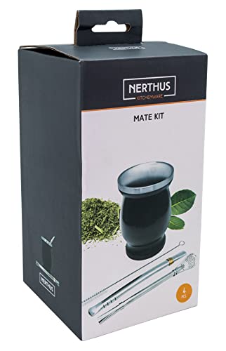 Miniatura 3 de Nerthus Fih 851 - Kit De Mate Con Vaso De Doble Pared De Acero Inoxidable De 250 Ml Dos Bombillas Pipas Para Mate Con Cepillo Limpiador