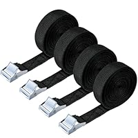 URAQT Spanngurt Befestigungsgurt, 4 Stück 150kg 5 Meters Ratschenspanngurt Breite 20mm Zurrgurt, Verstellbare Befestigungsriemen mit Klemmschloss für Transport, Fracht, Gepäck, Camping - Schwarz