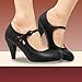 Chase & Chloe Kimmy-21 Women's Round Toe Pierced Mid Heel Mary Jane Style Dress Pumps KIMMY-21C Black Pu 10