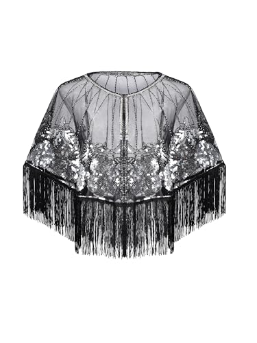 Women's 1920s Shawl Wraps,Sequin Beaded Flapper Evening Shawls for women formal/Party/Wedding/Formal/Harlem night4