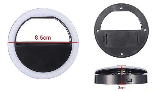 Clipe Anel Led Luz Selfie Para Celular Preto