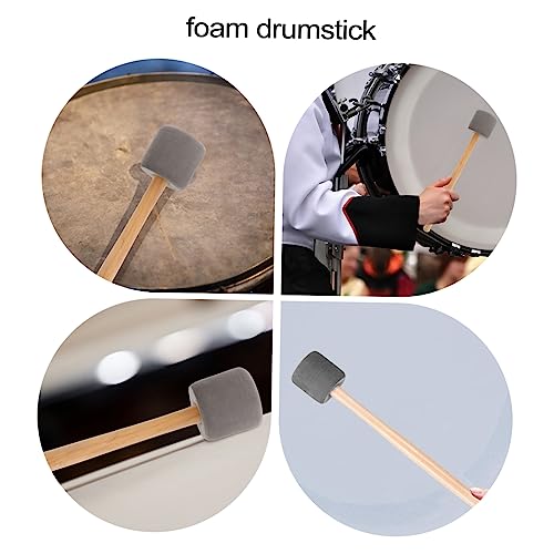 VICASKY 4 piezas Baquetas de percusión con mango de madera y cabeza de espuma para bombo, ligeras y suaves para principiantes y bandas de marcha miniatura 3