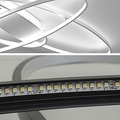 Modern Dimmable Led Dining Room Ceiling Light Living Room Lamp Contemporary Oval Design Flush Mount Bedroom Kitchen Island Table Remote Control Lighting Fixture Office Decor Chandeliers (White)
