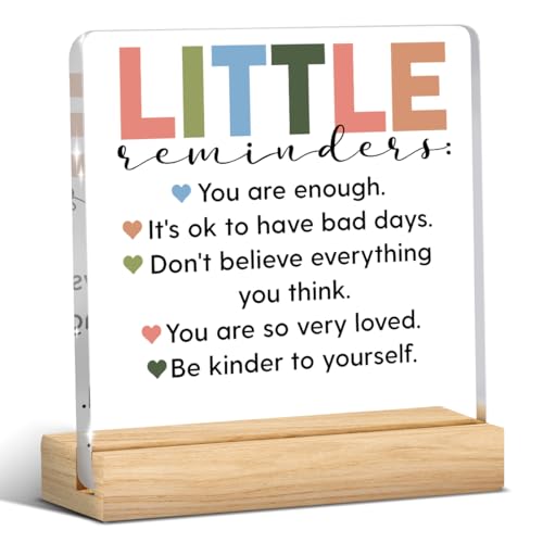 Acrylic Desk Decor for Women Men, Little Reminders Motivational Acrylic Plaque Sign for Home Office Table Decoration