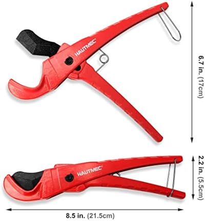HAUTMEC PEX Pipe and Tubing Cutter for Cutting 36mm PVC, CPVC, PPR, PEX, Rubber Hose and Plumbing Pipes, Ideal for Home Work, Handymen and Plumbers HT0256-TC