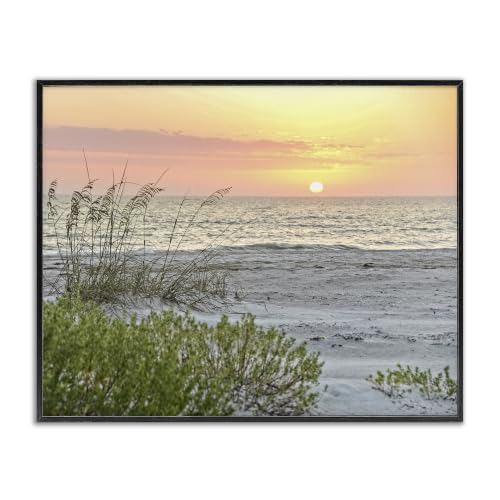 Ocean Shore Reeds Sunset Horizon, 16 x 20 Inch Framed Giclée Print