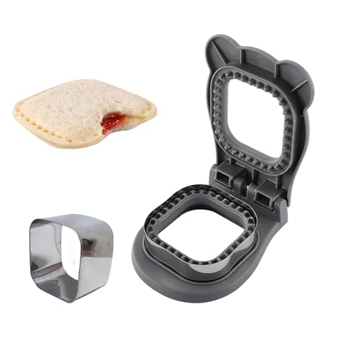 BOSIDETOOL Sandwich Cutter and Sealer, Decruster Sandwich Maker for Kids Lunch Uncrustable Sandwich Maker，Easy for School Lunchbox and Bento Box Square - Grey