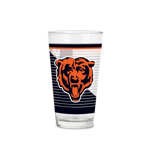 Rico Industries NFL Football Chicago Bears Standard 16 oz Pint Glasses with Digitally Printed Logo, Classic Drinking Glass