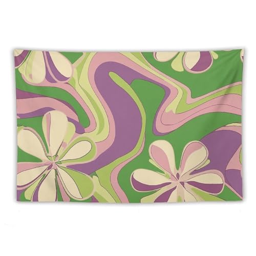 Tapisserie murale salon grand format motif fleurs vintage