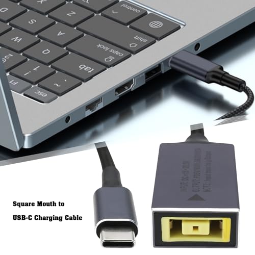 Adaptador USB-C a Lenovo punta delgada cable de carga 100W boca cuadrada 11mm para portátil 2