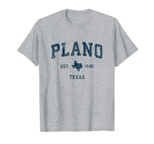 Plano Texas TX Vintage Sports Design Navy Print T-Shirt