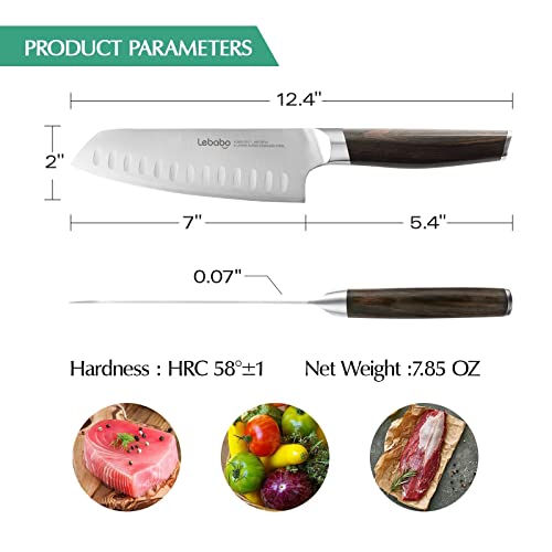 Lebabo Kitchen Knife- Professional 8 Inch Chef's Knife & 7 Inch Santoku Knife- Sus304 5-Layer Clad Stainless Steel- Ultra Sharp Kitchen Knife For Meat Food Vegetable #TOP6