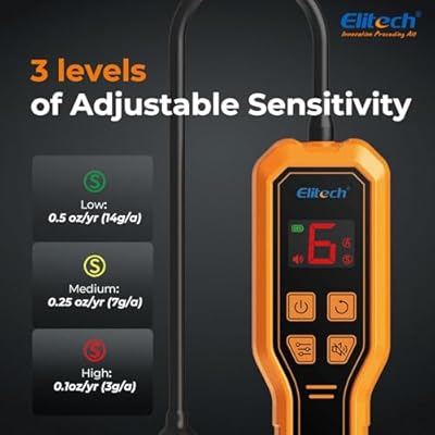 Elitech Refrigerant Leak Detector, Freon Leak Detector, Freon Sniffer Automotive Halogen Gas Leak Detector for R134A R410A R1234YF R600a R290 CFCs HCFCs HFCs HCs HFOs, ELD-210