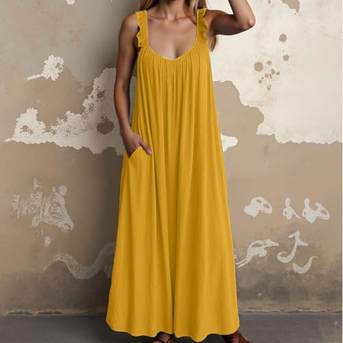 Robe sans manches plissée décontractée masquant les imperfections