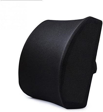 HomDSim Memory Foam Lumbar Cushion Lower Back Support Pillow Posture Correcting Car Seat Home Office Chair (Black)