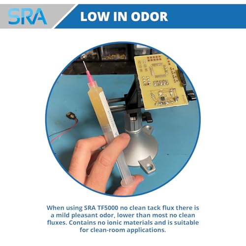 SRA Tack Flux TF5000 - Low Odor No Clean Tacky Flux for SMD Desoldering and IC Chip Removal - 10cc Flux Syringe with Plunger and Precision Dispensing Needle Tip by SRA Soldering Products - Image 7