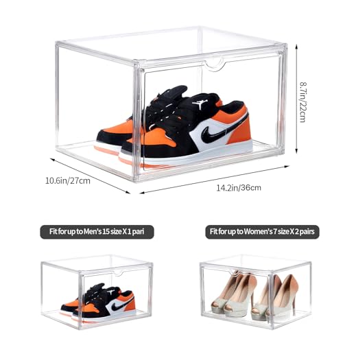 beehomay Sneaker Shoe Display Case,Shoe Box with Clear Magnetic Door,Thicken & Sturdy Organizer Containers Stackable,Fit Shoe Size Up to US 14 (X-Large) (X-Large-2pack) by beehomay - Used condition - Image 3