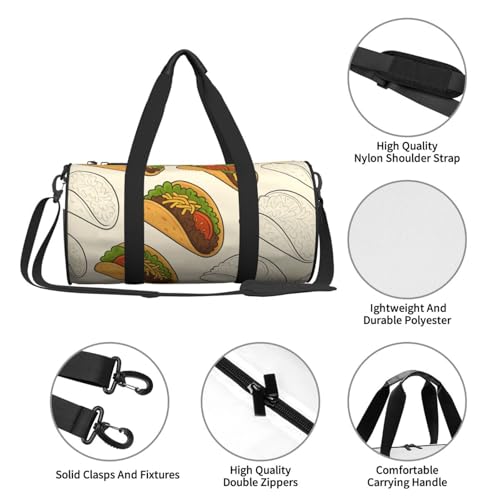 Sports Duffel Bag Taco Pattern Foldable Travel Tote Bag Weekender Sleepover Carry On Bag4