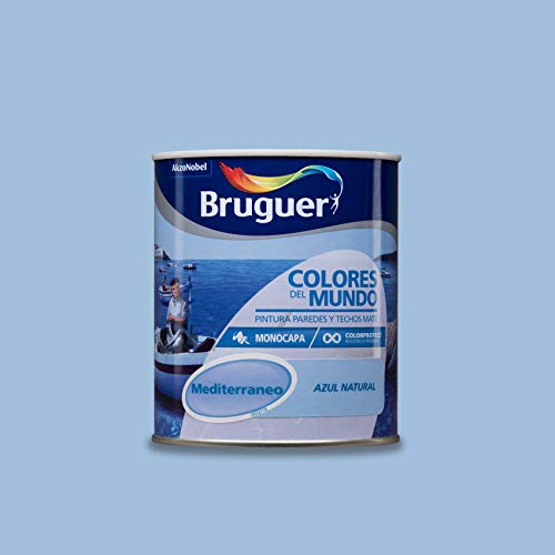 Bruguer Colores del Mundo Pintura para paredes monocapa Mediterráneo Azul Natural 750 ml