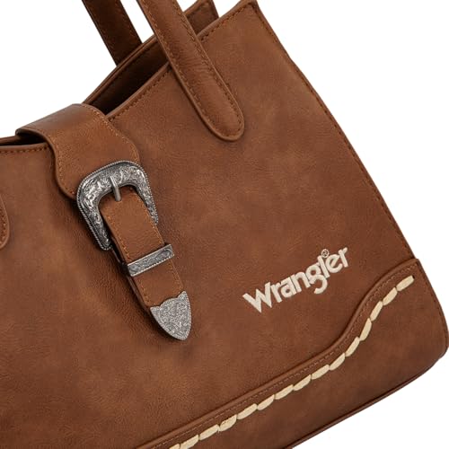 Wrangler Purse for Women Meduim Tote Bag Shoulder Purses and Handbags | 3 Compartments Western Top Handle Faux Leather Vintage Cowgirl Purse Women Pocketbooks Satchel Ladies Gifts Bags - Image 5