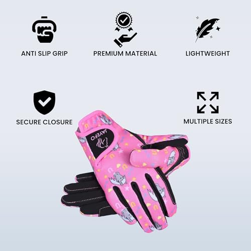 Jayefo Kids Horse Riding Gloves (Black, Age 12-14 Years)