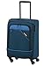 travelite 4-Rad Weichgepäck Koffer Handgepäck erfüllt IATA Bordgepäck Maß mit TSA Schloss + Aufsteckfunktion, Gepäck Serie DERBY: Stilvoller Trolley in Two-Tone-Optik, 55 cm, 41 Liter, Blau