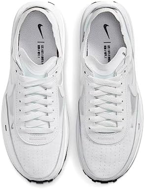Nike Womens Waffle One Leather Textile White White Black Trainers 10 US | Image 4