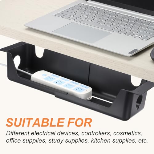 YOKIVE Bandeja para organización de cables, Negro | Organizador de cables para oficina, debajo del escritorio, para hogar, cocina y oficina miniatura 6