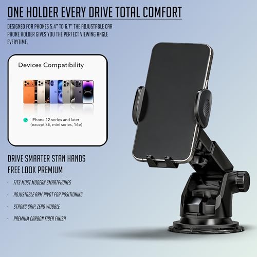 Image of Lapster Autogrip C3 Car Mobile Holder 360 for Dashboard & Windshield, Strong Suction Cup, One-Touch Release, Universal Fit for 4-7 Inch Smartphones