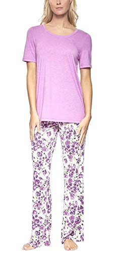 Felina | Lounge Set | Super Soft Knit Jersey Crew Neck Drawstring Pant W/Pockets (Violet, Xx-Large) #TOP12