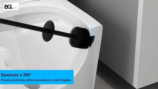 Gricol Scopino Bagno e Portascopino WC, Scopino per WC in Acciaio Inossidabile Nero