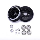 Rollerex VXT500 Inline Skate Wheels (2-Pack w/Bearings, spacers and washers) (Steel Black, 80mm)