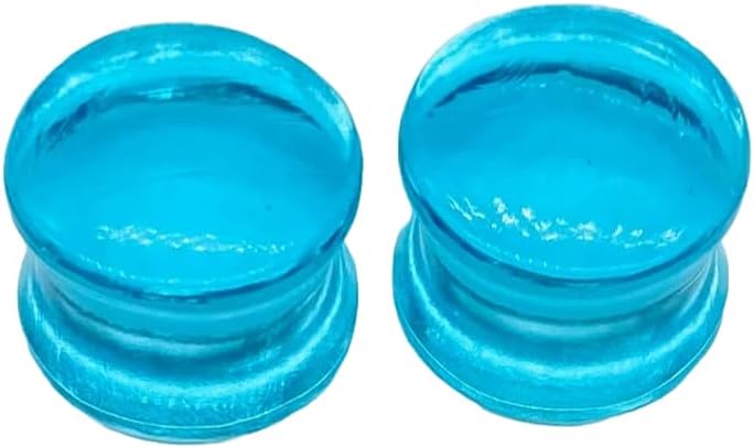 Uni Craft Blue Topaz Stone Double Flared Ear Gauges Pair Sizes 3mm (8g) to 54mm (2-1/8 inch)