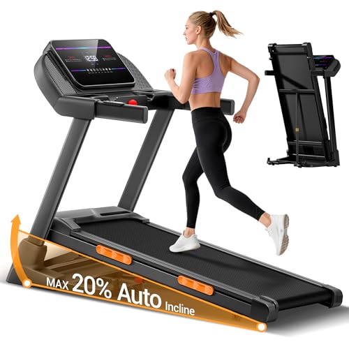 CURSOR FITNESS Foldable Treadmill with 20% Auto Incline (20 Levels), Treadmills for Home Auto...