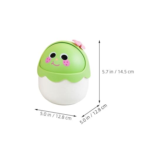 Miniatura 2 de HOLIDYOYO Bonito basurero de escritorio, pequeño bote de basura para encimera con tapa abatible, color fresa, pequeño, de plástico, para baños,