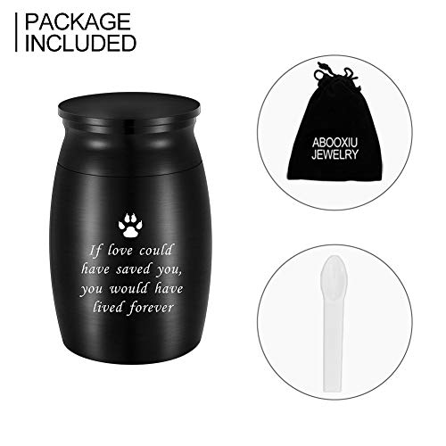 abooxiu 3 Inches Small Keepsake Urn for Pet Dog Ashes Aluminum Mini Cremation Urns for Dog Cat Memorial Ashes Urn for Sharing Fur Friend Ashes-Black - Thumbnail 7