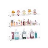 Poerlve Acrylic Shelves for Bathroom, Clear Floating Shelves for Wall, Wall Organizer Suitable for Bathroom, Bedroom, and Living Room Storage for Make Up,Action Figure,Books -3 Pack