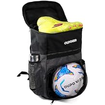 35L Sports Backpack Bag for Soccer Basketball Football with Ball and Cleat Compartment,Water proof bag for damp clothes for Adult Kids Boy Girl