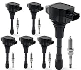 Set of 6 Ignition Coil Pack & Iridium Spark Plugs Compatible with 2007-2020 Nissan Altima Maxima Murano Pathfinder Quest 350Z Infiniti Q50 Q70 QX60 EX35 FX35 G25 G35 JX35 M35 M35h V6 3.5 Replace UF550