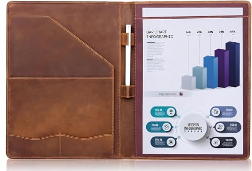 Jack&Chris Leather Portfolio, A4 Document Folder Legal Pad Padfolio, Professional Writing Letter Notepad Clipboard Sleeve Organizer, Resume Folio Binder for Men&Women,JC1823