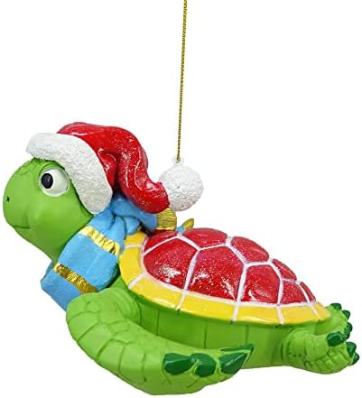 X’MAS Sea Turtle Hanging Ornament, Resin Funny Sea Turtle Christmas Tree Hanging Ornaments, Cartoon Sea Turtle Orna. Seasonal Gifts, Lucky Wealth FengShui Figurines (Green1)
