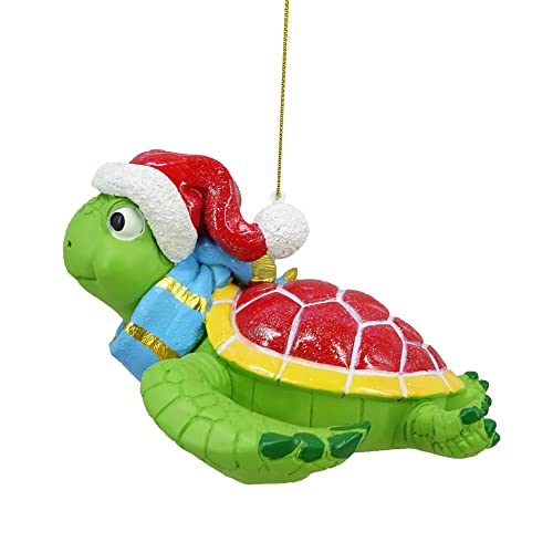 X’mas Sea Turtle Hanging Ornament, Resin Funny Sea Turtle Christmas Tree Hanging Ornaments, Cartoon Sea Turtle Orna. Seasonal Gifts, Lucky Wealth Fengshui Figurines (Green1) #TOP2