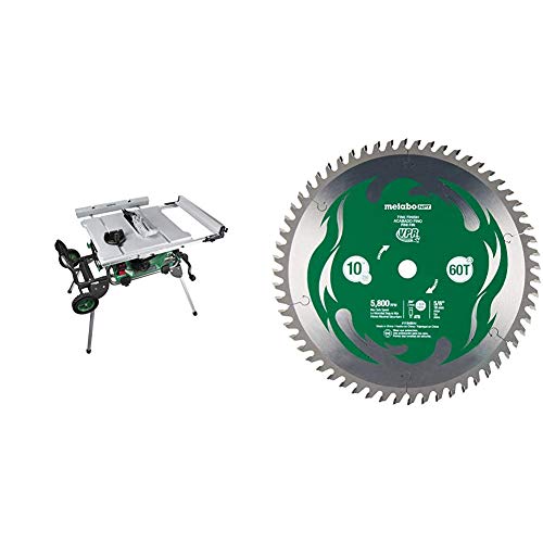 Metabo Hpt Jobsite Table Saw With 10-Inch Fine Finish Miter Saw/Table Saw Blade #TOP6