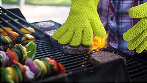 Bbq Grilling Gloves Oven Mitts Gloves For Cooking Baking Barbecue Potholder (Green) #TOP1