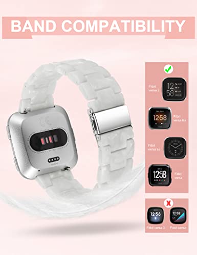 Wearlizer Resin Band Compatible With Fitbit Versa/Versa 2 /Versa Lite/Versa Se Bands For Women Men Lightweight Bracelet Replacement Wristband Strap For Versa 2 Smartwatch, Pearl White #TOP1