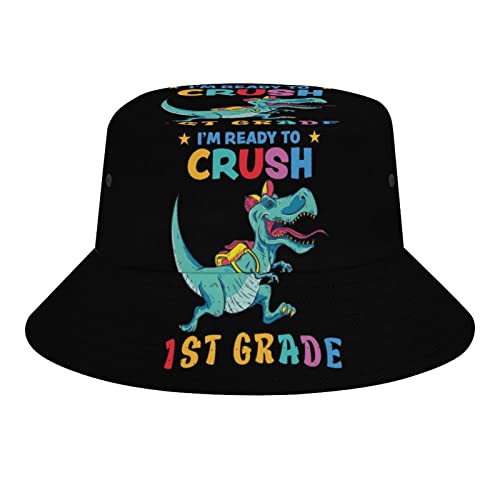 DJNGN Dinosaurier-Eimerhut, Retro-Druck, Strand, Reisen, Sonnencreme, Sonnenhut, Teenager, Männer und Frauen, allgemein