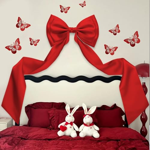 Giant Bow Decor, 83x20 Inches Red Big Bow for Backdrop with Back Ribbon